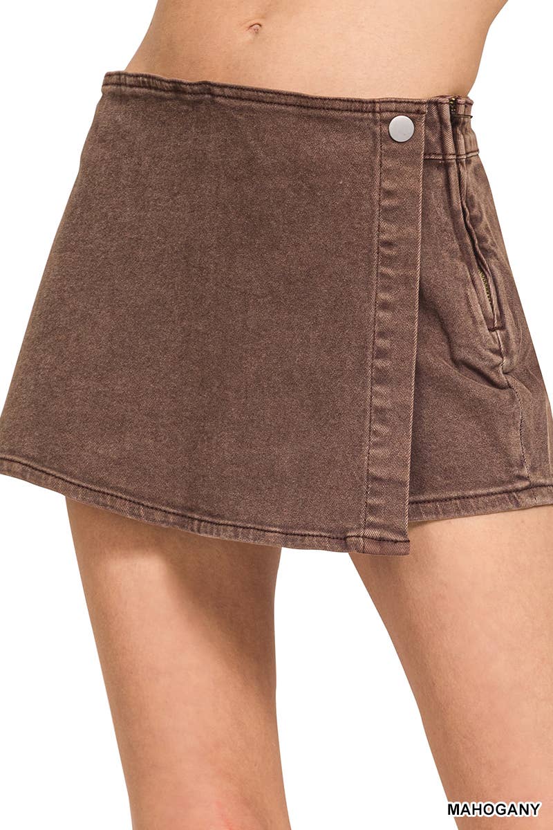 The Kenzie Washed Denim Skort