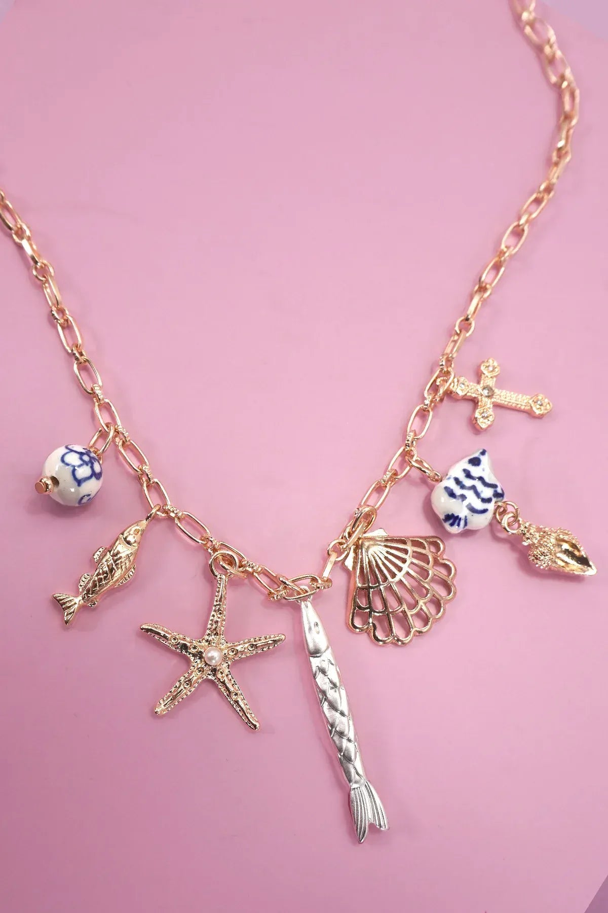 Coastal By Gypsy Outlaw Porcelain Charm Necklace