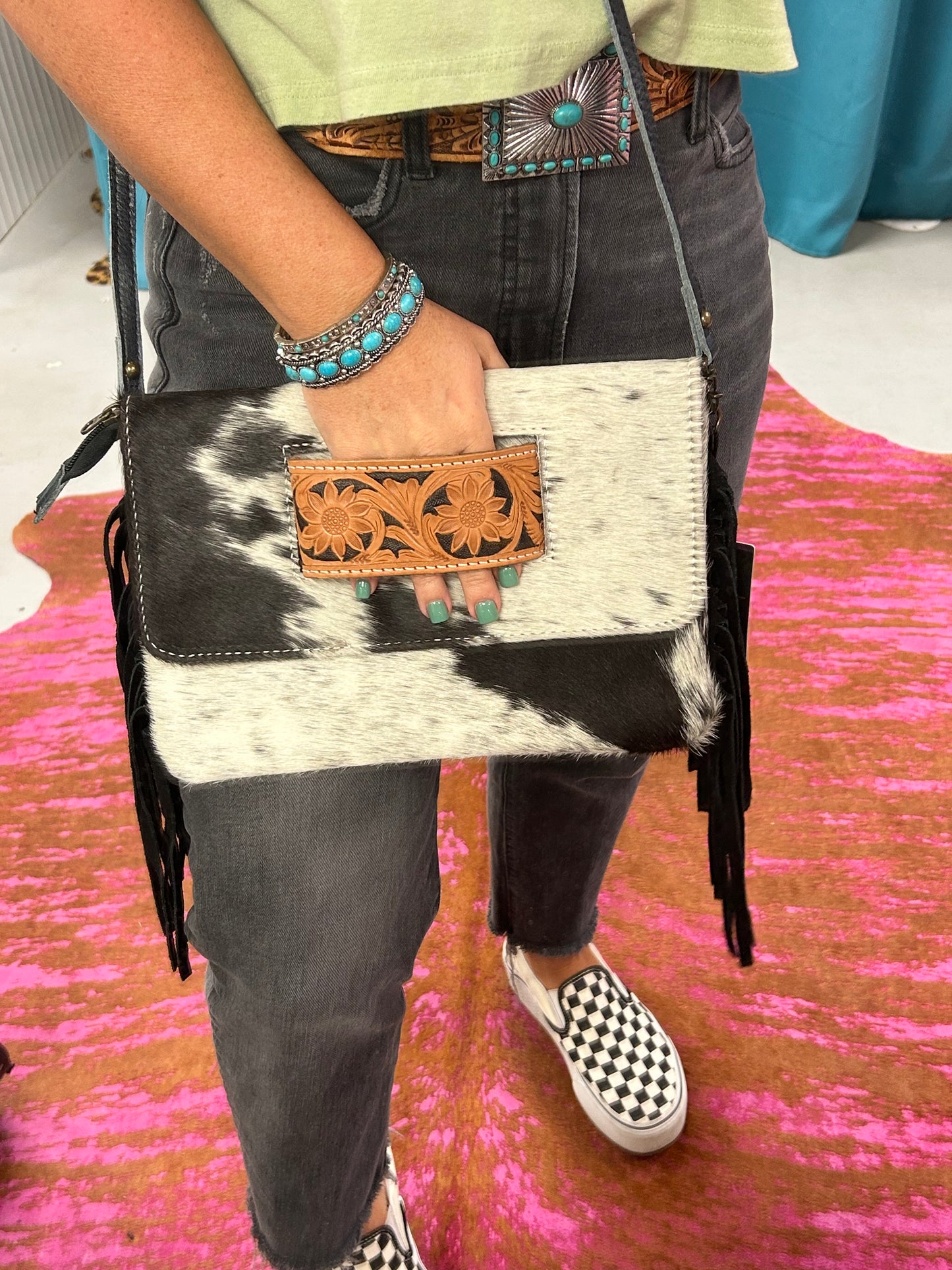 Cowhide Crossbody/Clutch Bag