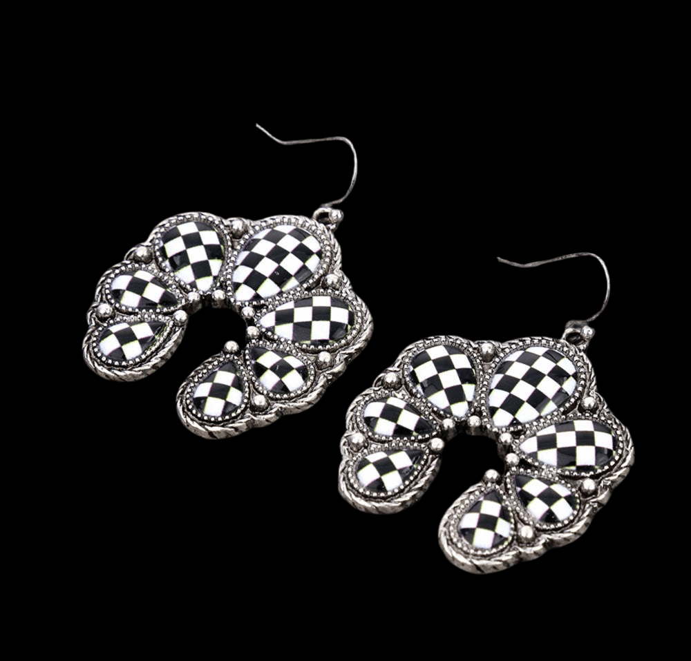 Checkered Squash Blossom Earrings