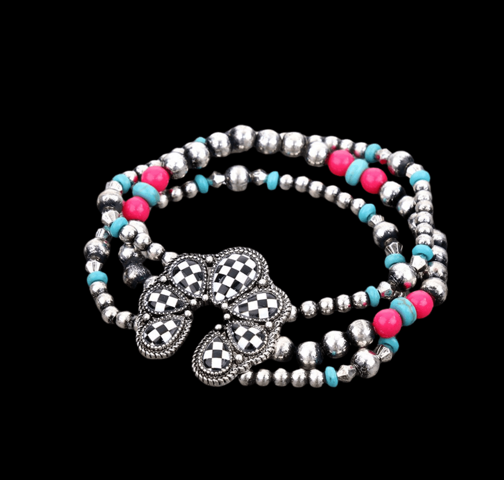 Checkered Squash Blossom Stretch Bracelet