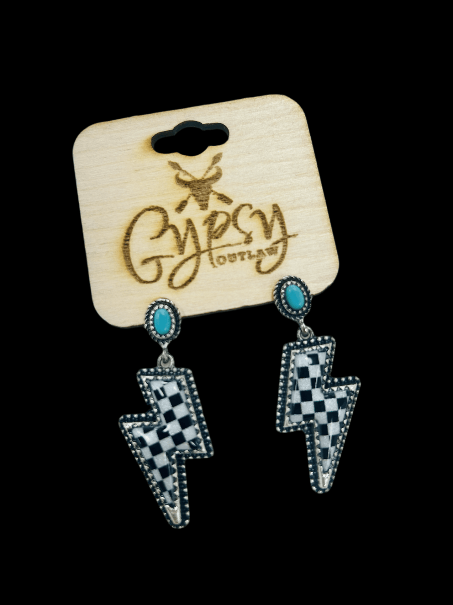 Rodeo Ready Checkered Bolt Earrings