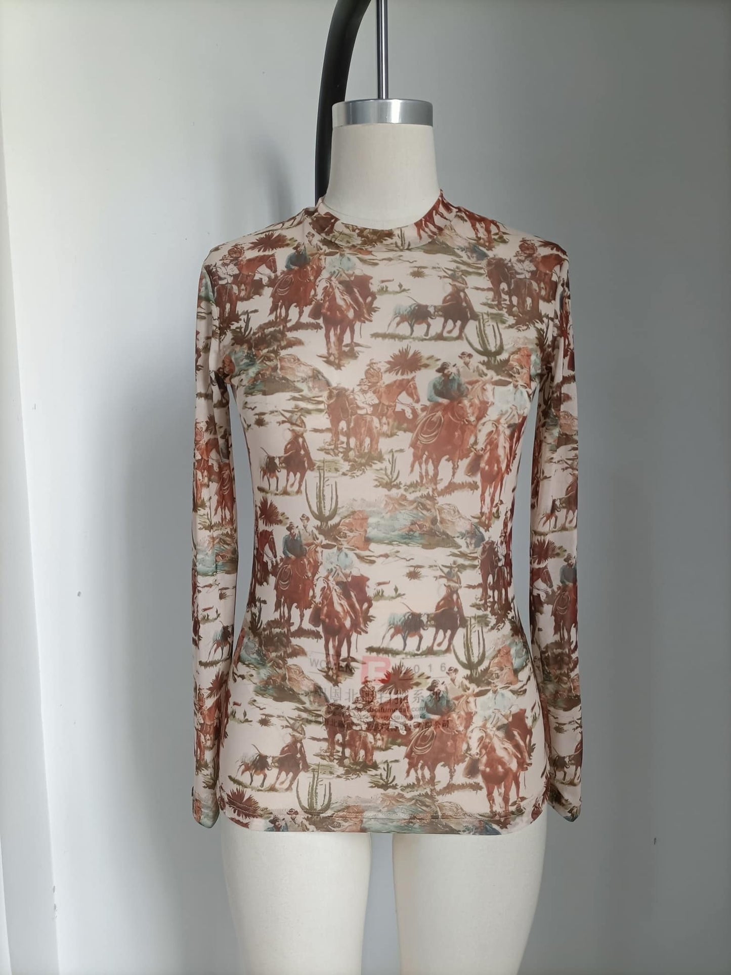 Rodeo Days Long Sleeve Mesh Top