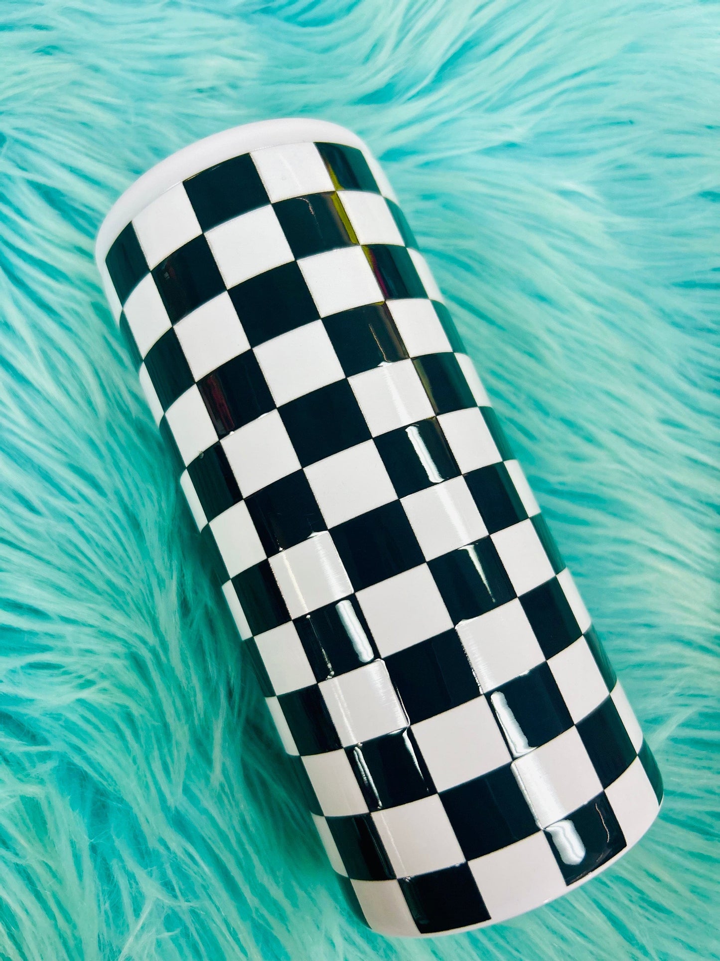 Checkered Slim Can Coozie