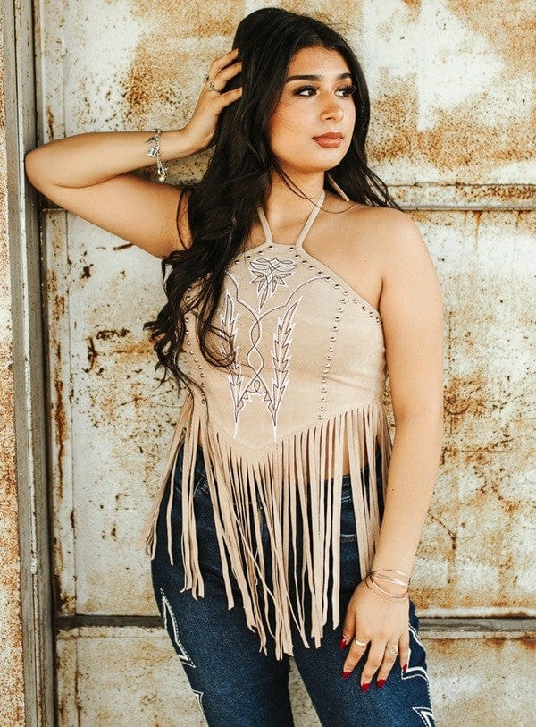 Rodeo Rebel Fringe Halter Top