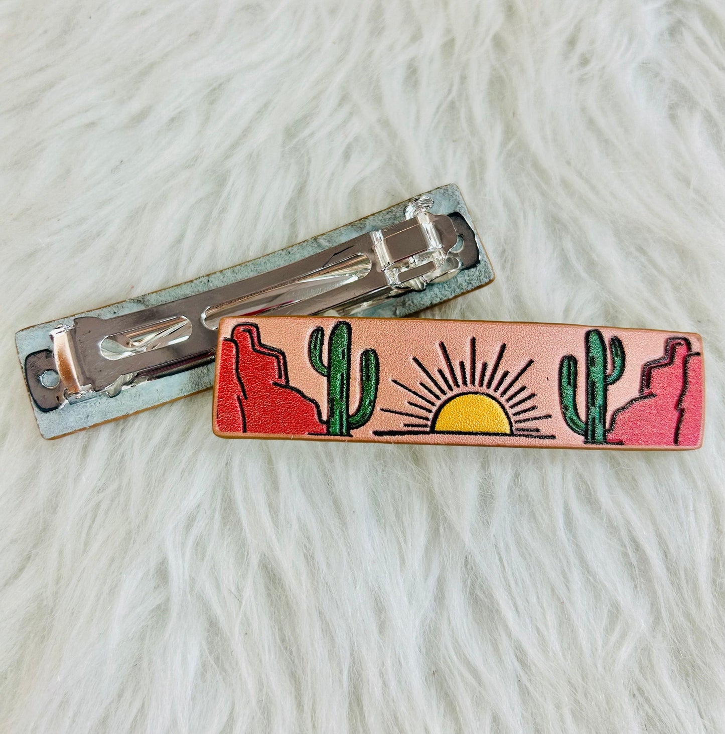 Western Leather Hair Barrette