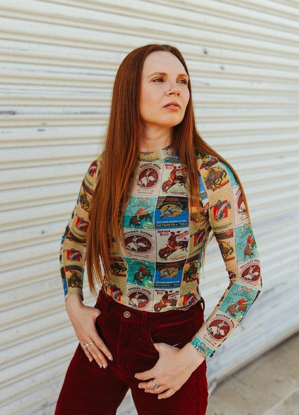 Rodeo Collage Mesh Long Sleeve