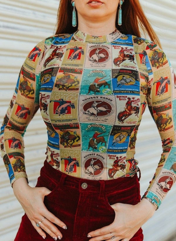 Rodeo Collage Mesh Long Sleeve