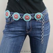 Turquoise & Red Concho Belt