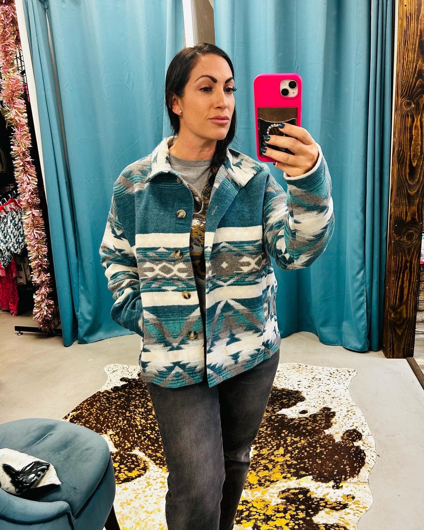 Texas Rain Aztec Shacket