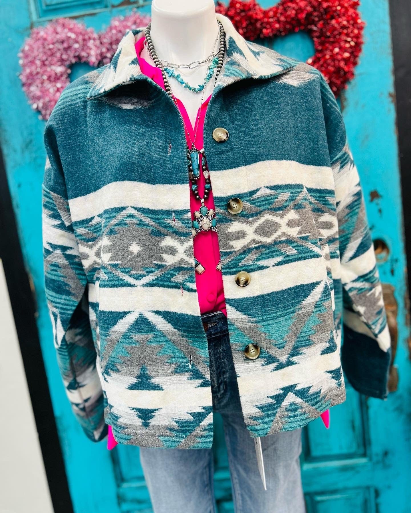 Texas Rain Aztec Shacket