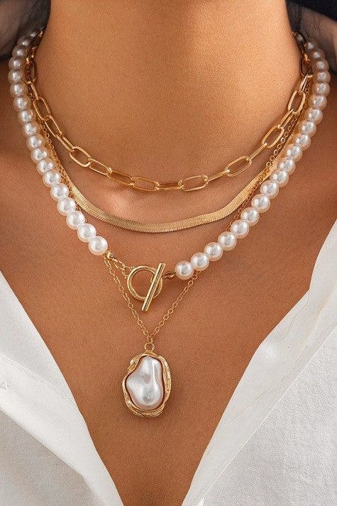 Coastal By Gypsy Outlaw Pearl Stacked Necklace