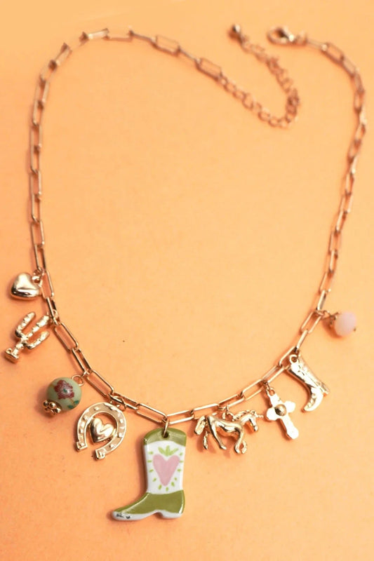 Boots & Bling Charm Necklace