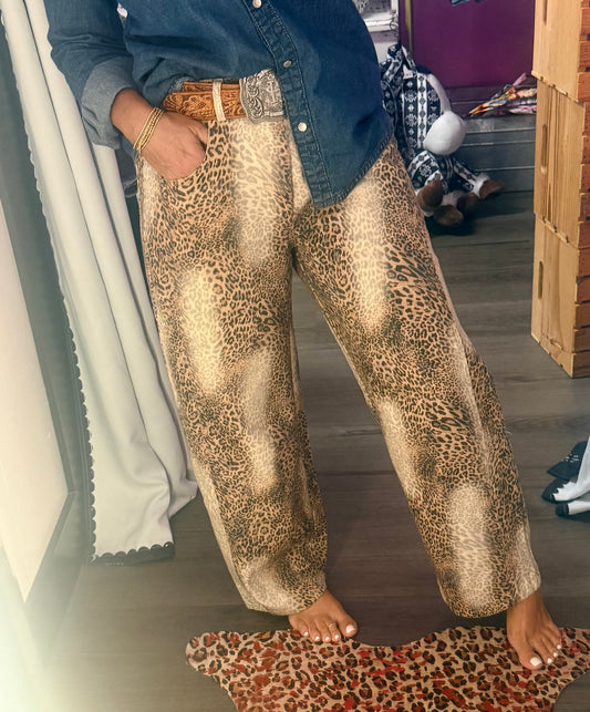 The Outlaw Leopard Barrel Jeans