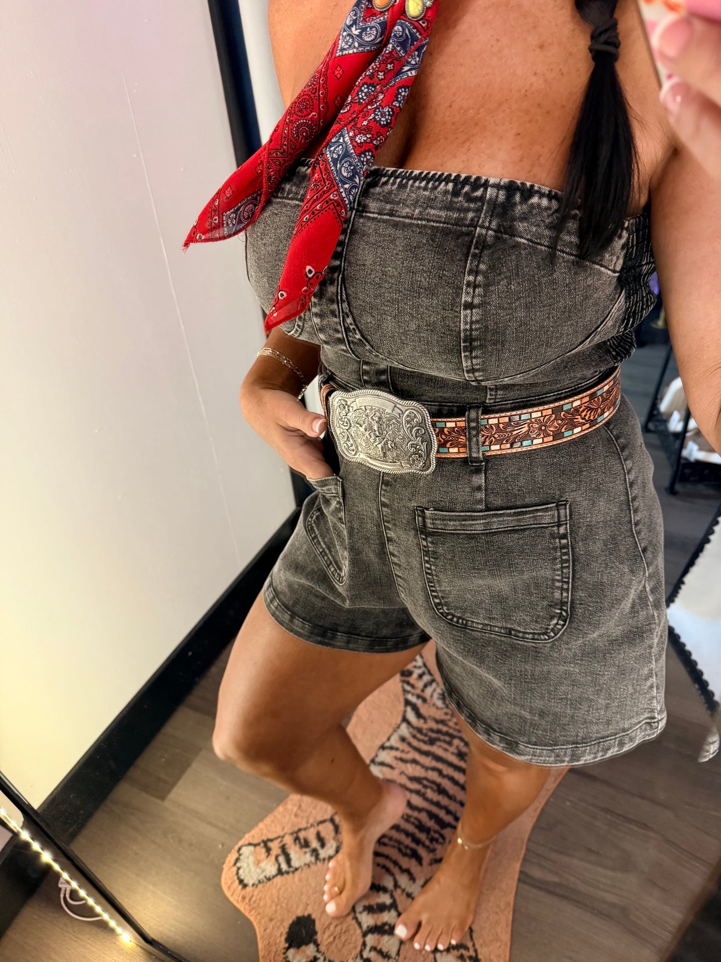 Midnight Mesa Denim Romper