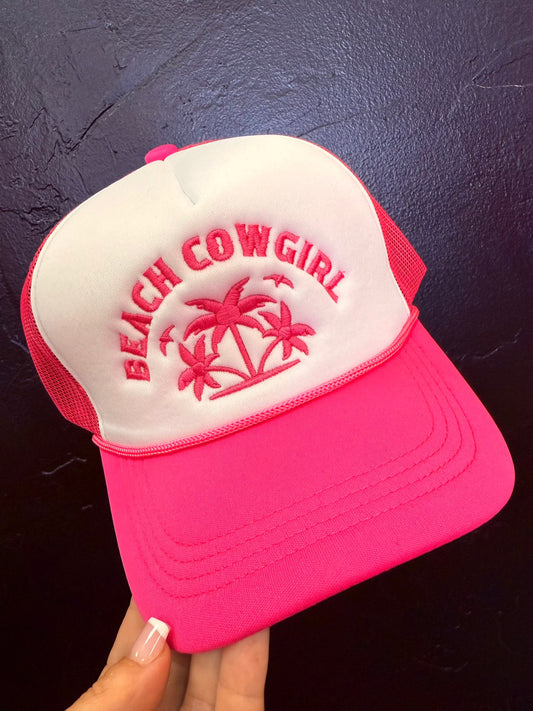 Beach Cowgirl Trucker Hat ( Pink)