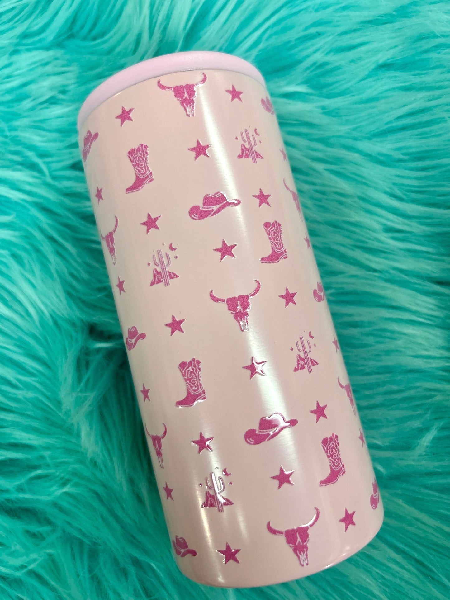 Pink Rodeo Babe Slim Can Coozie