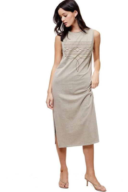 Boot Stitch Midi Graphic Tee Dress