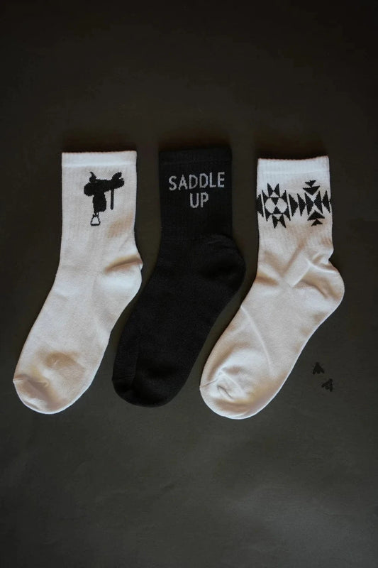 Saddle Up 3 Pack Crew Socks