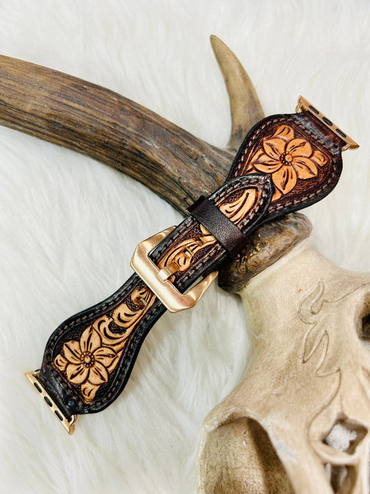 The Paisley Tooled Leather Apple Watch Band
