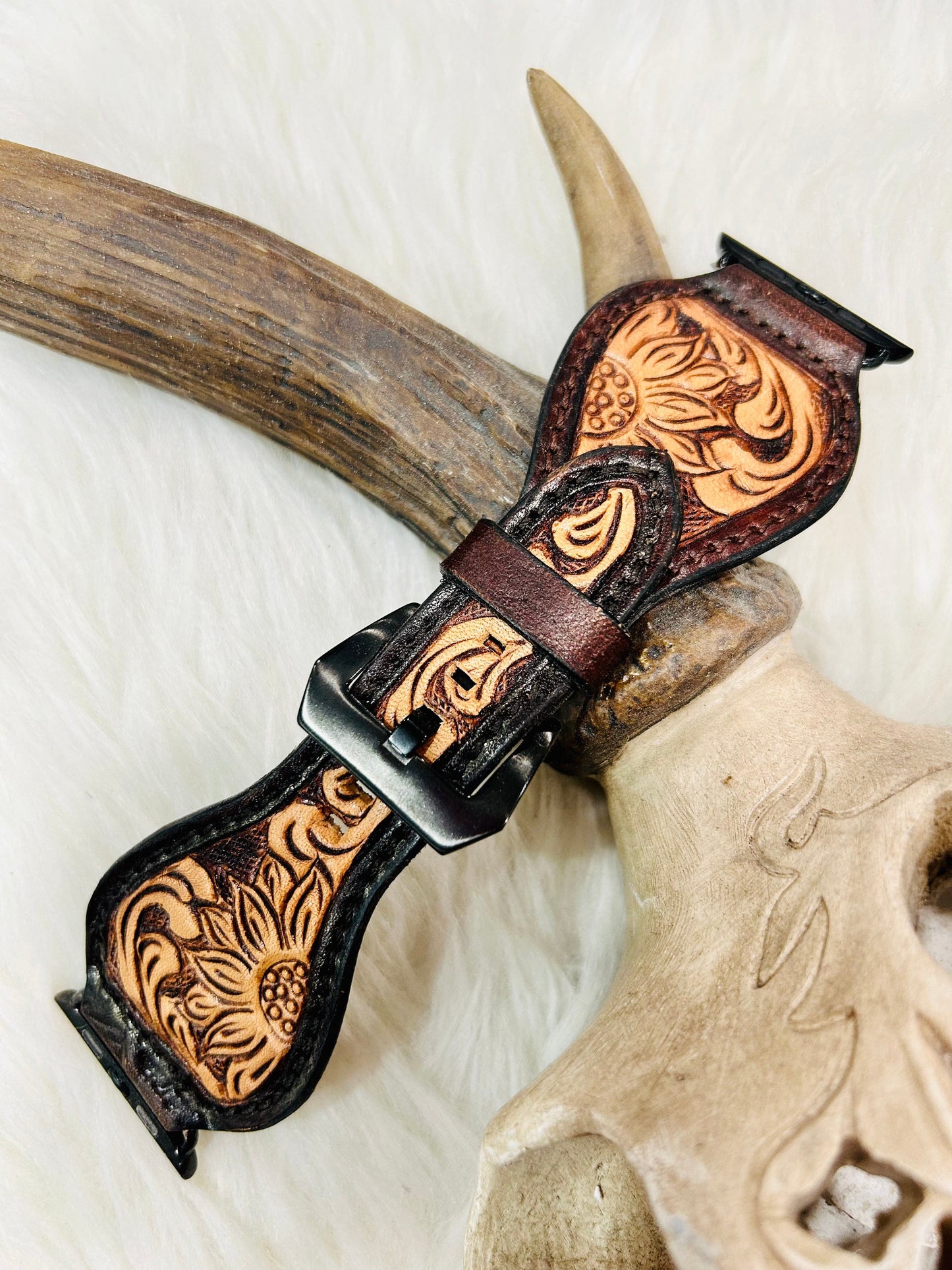 The Gypsy Tooled Leather Watch Band