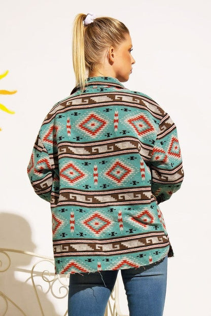 Teal Aztec Shacket