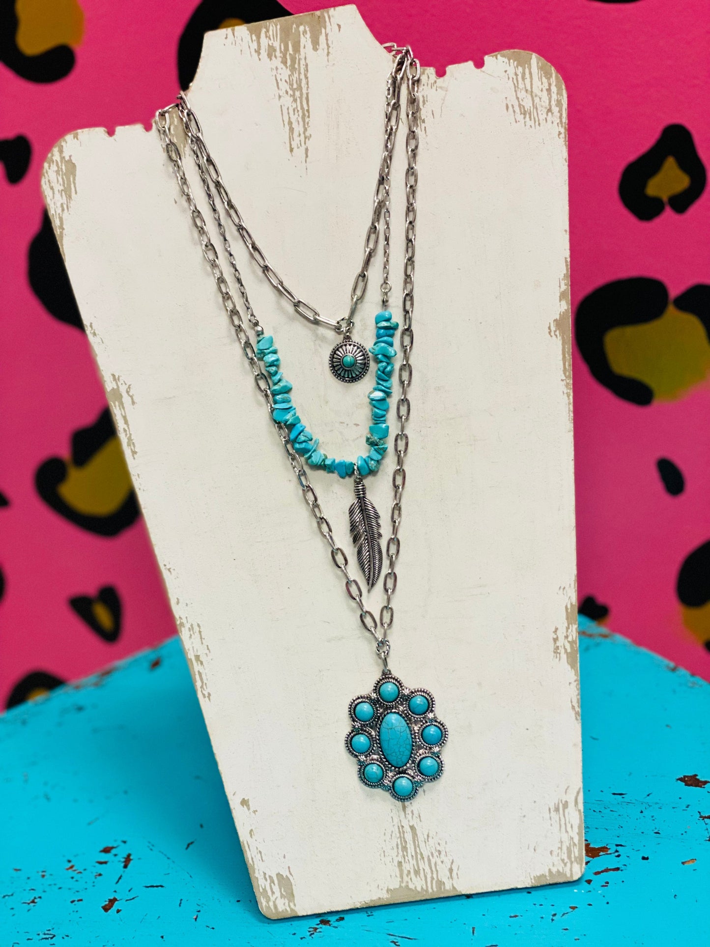 Concho Stone Layered Necklace