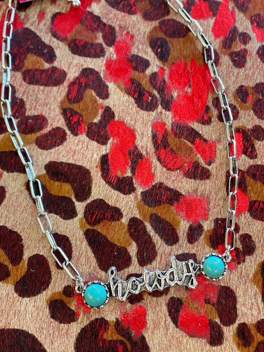 Howdy Bar Necklace w/Turquoise Accents