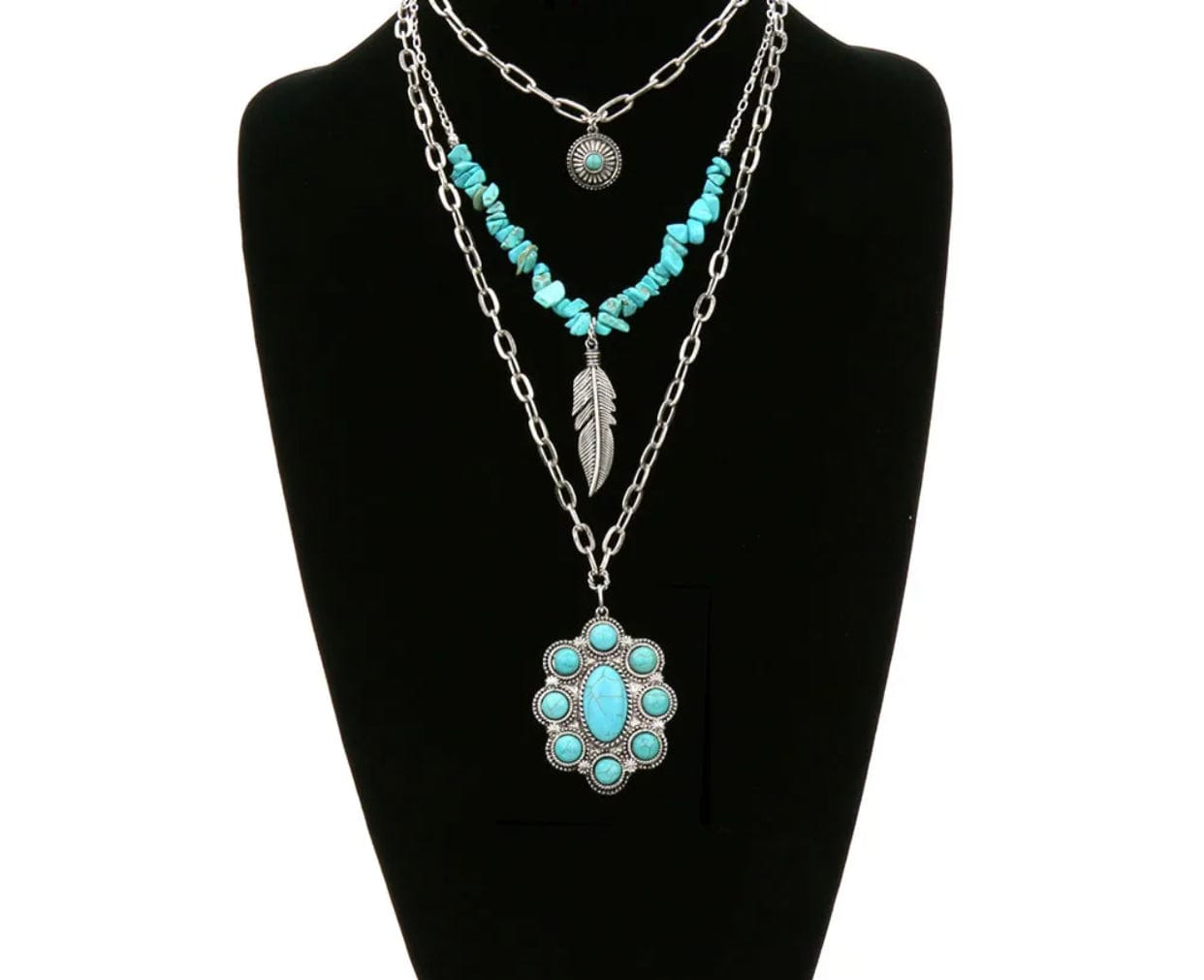 Concho Stone Layered Necklace